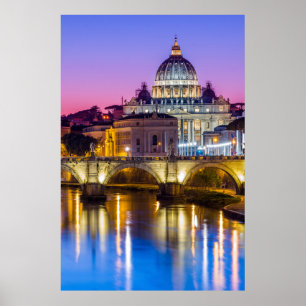 S:t Peter's Cathedral Vatican city Rom dusk Poster