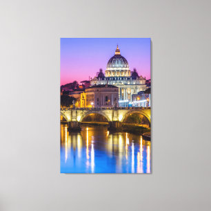 S:t Peters katedral Vatikanstaden Rom dusk Canvastryck