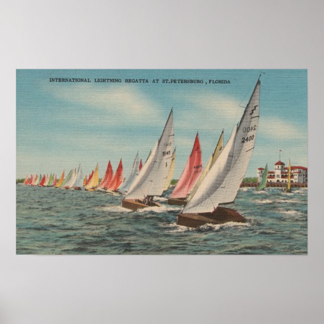 S:t Petersburg, FL - View of Lightning Regatta Poster (Framsidan)