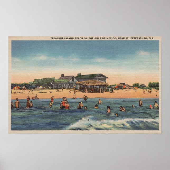 S:t Petersburg, FL - View of Treasure Island Poster (Framsidan)