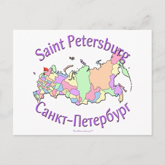 S:t Petersburg, Ryssland, Karta Vykort (Framsida)