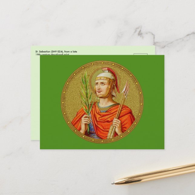 S:t Sebastian (SNV 24) (Rund bild) Horisontell Po Vykort (Fram/Back In Situ)
