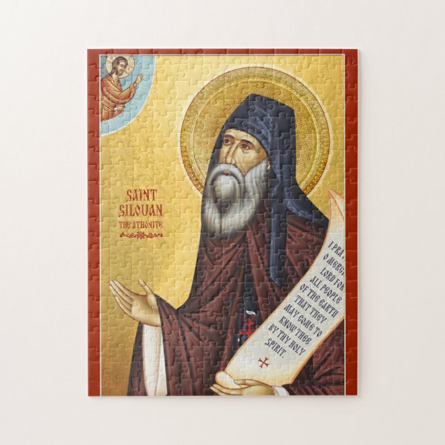 S:t Silouan Athonite Ortodox kristen ikon Pussel (Vertikal)