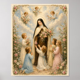 S:t Thérèse av Lisieux "Lilla Blomman" med barn Poster