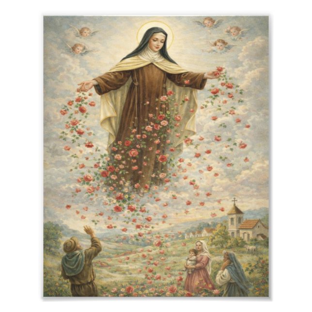 S:t Therese duschrosor från himlen Fototryck (Framsidan)