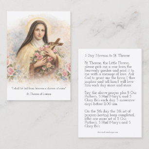 S:t Therese Jesus Korsfästelse Novena Heliga Korte Visitkort