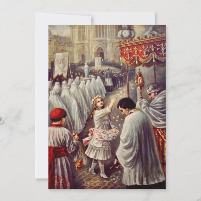 S:t Therese strör rosor Corpus Domini Finkonst Inbjudningar (Framsida)
