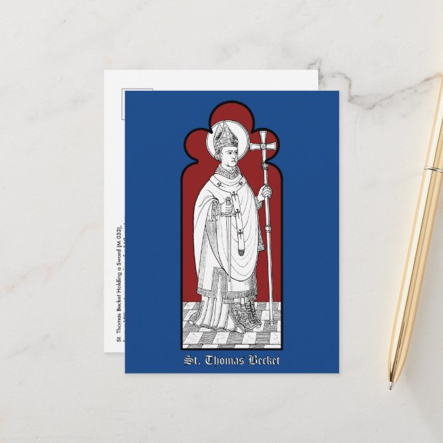 S:t Thomas Becket med ett svärd (M 033) vykort (Fram/Back In Situ)