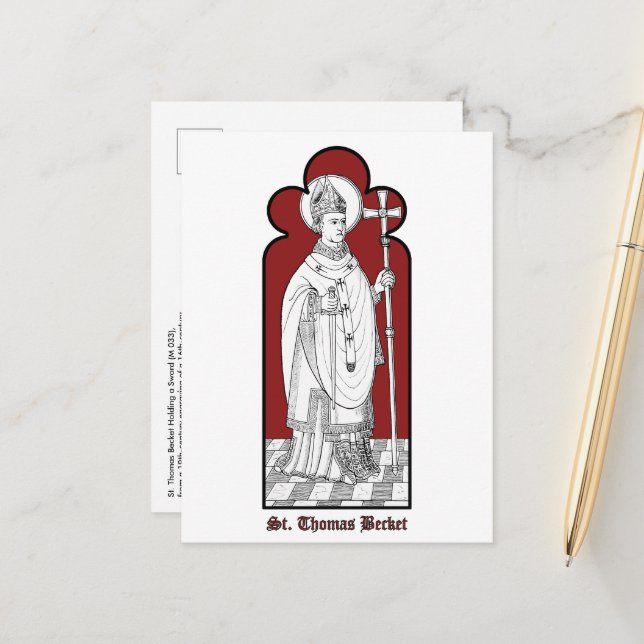 S:t Thomas Becket med svärd (M 033) Vykort (Fram/Back In Situ)