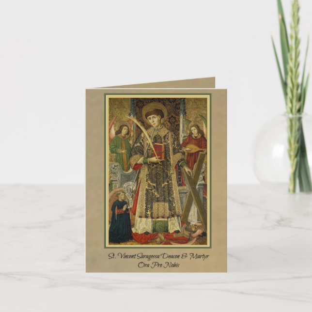 S:t Vincent från Zaragoza Diakon-Martyr Grattiskor Kort (Framsida)