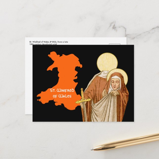 S:t Winifred av Wales (P 002) vykort (Fram/Back In Situ)
