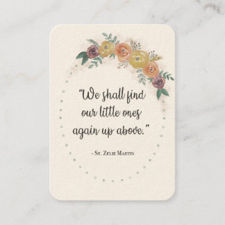 S:t Zelie Martin Consolation Misriage Heliga Card Visitkort