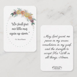S:t Zelie Martin Consolation Misriage Heliga Card Visitkort