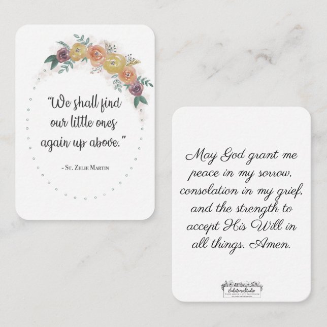 S:t Zelie Martin Consolation Misriage Heliga Card Visitkort (Fram/baksida)