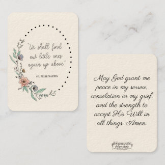 S:t Zelie Martin Consolation Misriage Heliga Card Visitkort