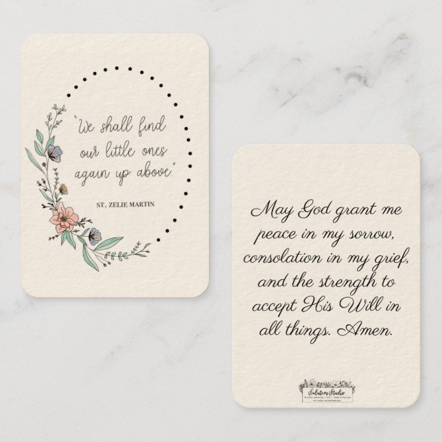 S:t Zelie Martin Consolation Misriage Heliga Card Visitkort (Fram/baksida)