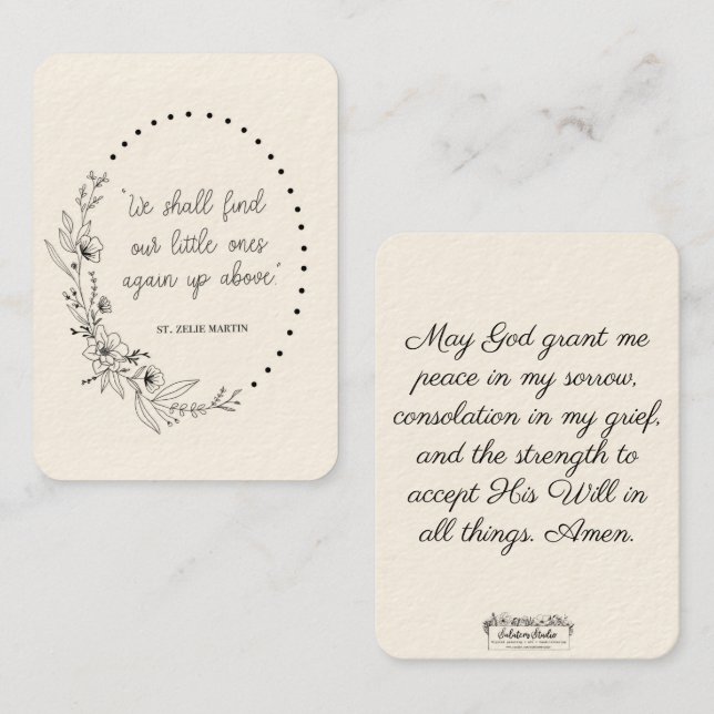 S:t Zelie Martin Consolation Misriage Heliga Card Visitkort (Fram/baksida)