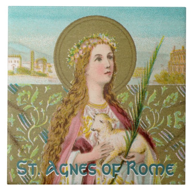S:ta Agnes av Rom (BC 01) Kakelplatta (Framsidan)
