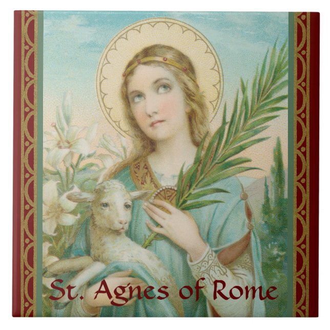 S:ta Agnes av Rom (MH 01) Kakelplatta (Framsidan)
