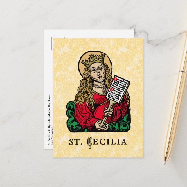 S:ta Cecilia med hymn tavla (Nürnberg) Vykort (Fram/Back In Situ)