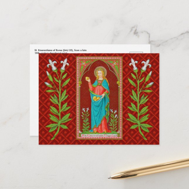 S:ta Emerentiana av Rom (SAU 36) vykort (Fram/Back In Situ)