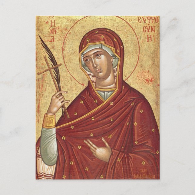 S:ta Eufrosyne av Alexandria Ortodox ikon Vykort (Framsida)