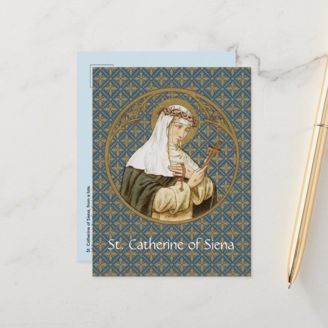 S:ta Katarina av Siena (BK 19) Vykort (Fram/Back In Situ)