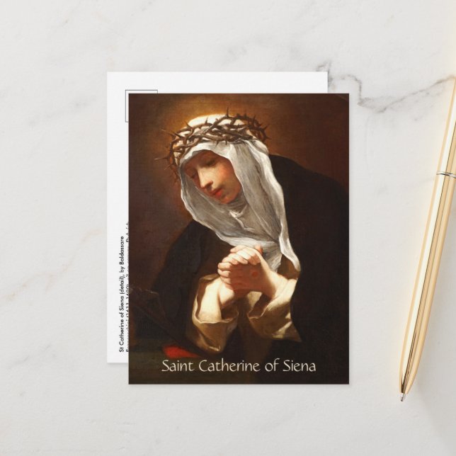 S:ta Katarina av Siena (Franceschini) Vertikal Vykort (Fram/Back In Situ)