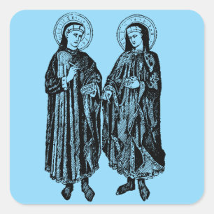 S:ta Kosmas och Damian Beskyddare av hälso- och sj Fyrkantigt Klistermärke