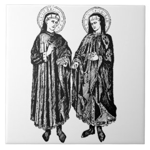 S:ta Kosmas och Damian Beskyddare av hälso- och sj Kakelplatta