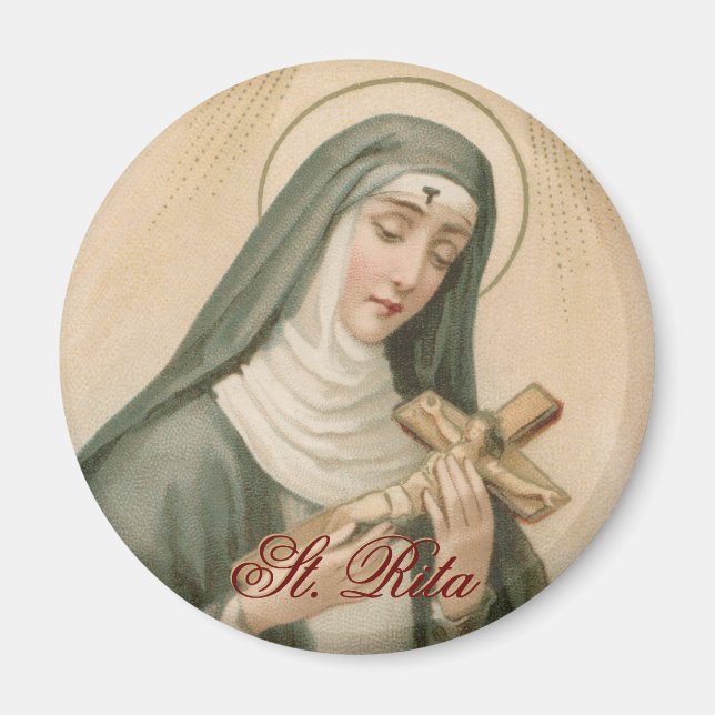 S:ta Rita från Cascia (M 015) Rund Magnet (Framsidan)