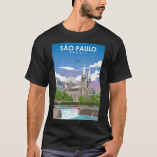 S � till Paulo Brasilio Retro Minimalist Travel Po T Shirt