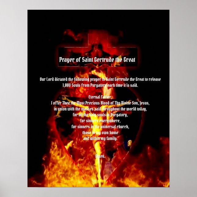 S. TRINITET FÖR GERTRUDE PRAYER CRUCIFIXION HELIGA POSTER (Framsidan)
