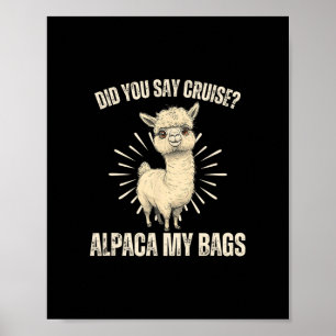Sa Alpaca Min Ryggsäck Ludna Lama Husdjur På Kryss Poster
