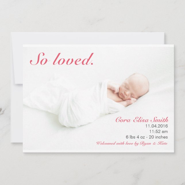 Så älskad födelseannons meddelande (Framsida)