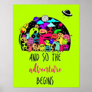 Så Äventyr börjar med Cute Monster Teckning Poster