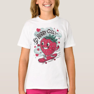 så bären coola, jordgubbe på skateboard t shirt