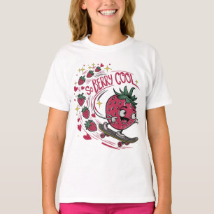 Så Berry coola Sweet Strawberry på en skateboard T Shirt