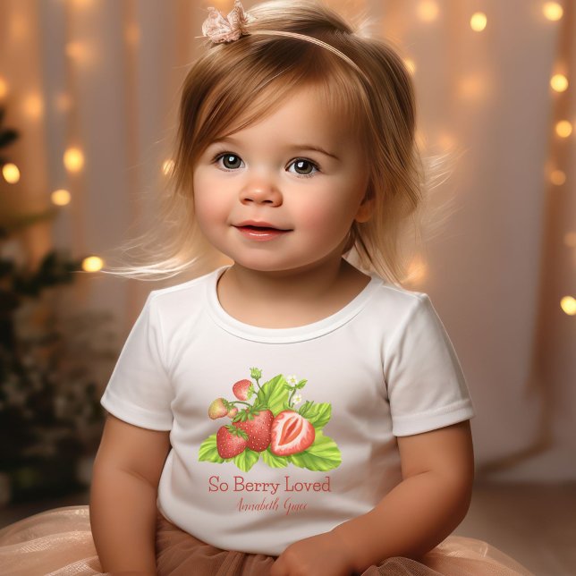 Så Berry Loved Baby Småbarn T-Shirt Strawbär (So Berry Loved Strawberry Newborn Baby Bodysuit
)
