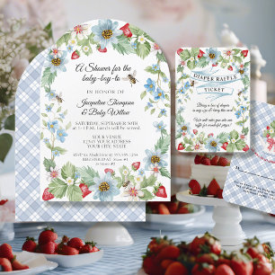 Så Berry Sweet Pojke to Bee Strawberry Shower Inbjudningar