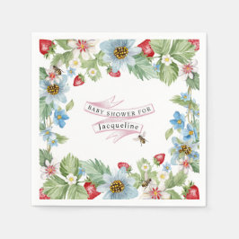 Så Berry Sweet Strawberry Flicka till Bee Shower Pappersservett