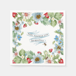 Så Berry Sweet Strawberry Pojke till Bee Shower Pappersservett