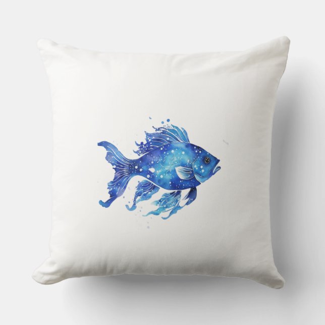 Så Blå Stor Fisk Kudde (Framsida)
