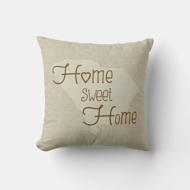 Så Carolina - Hemsöt hemmet, burlap-look w/namn Kudde (Framsida)