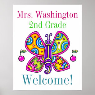 Så Cute Butterfly Theme Teacher Poster