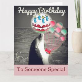 Så Cute Grattis på födelsedagen Dolphin Balloon Ar Kort