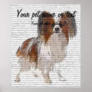 Så Cute Papillon Hund - Bakgrund för tegelblock Poster