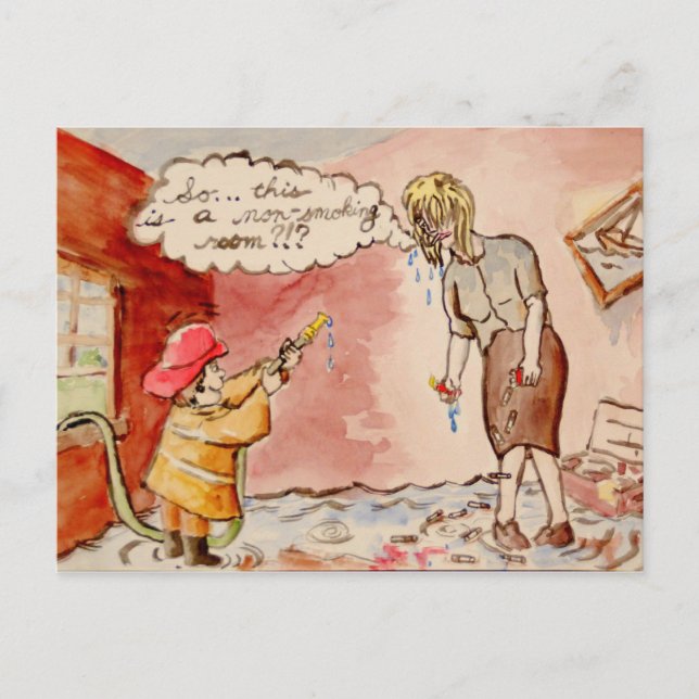 Så...Det här är ett rökfritt rum?!? Vykort (Framsida)