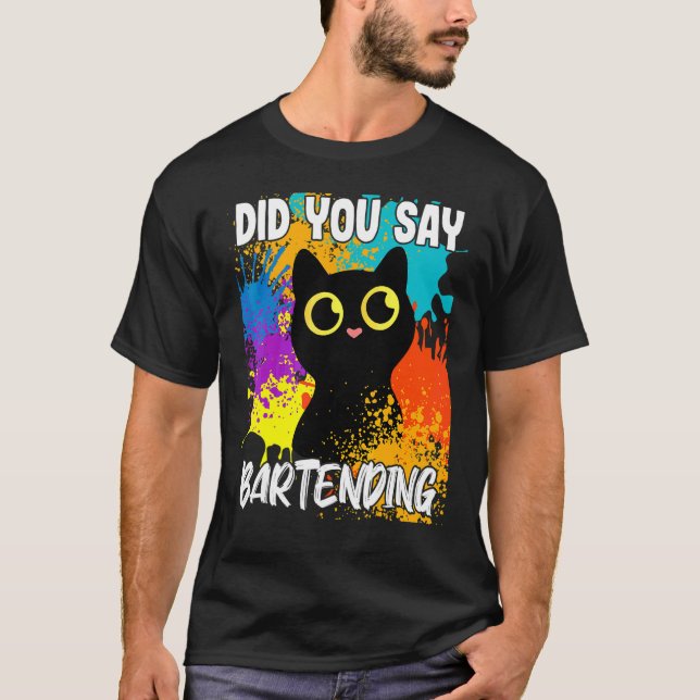 Sa Du Bartending Svart Katt T Shirt (Framsida)
