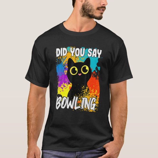Sa Du Bowling Svart Katt T Shirt (Framsida)